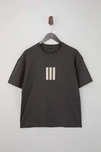 MAN Anthracite-Stone Oversized/Wide Cut 2 Sets Package Stripe Printed 100% Cotton T-Shirt - Image 2