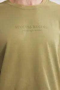 MAN Khaki-Black Oversized/Wide Cut 2 Sets Package Text Printed 100% Cotton T-Shirt - Image 7
