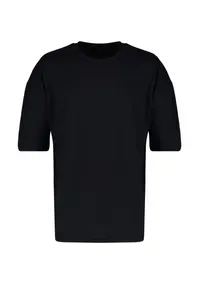 MAN White-Black Oversized/Wide Cut 2 Sets Pack Kartal Print-Plain 100% Cotton T-Shirt - Image 14