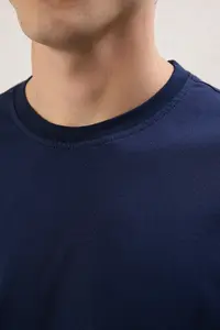 MAN Navy Blue-Beige Oversized/Wide Cut 2 Sets Package Text Printed-Plain 100% Cotton T-Shirt - Image 11