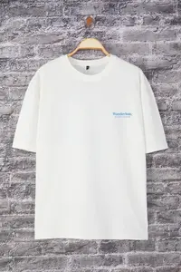 MAN Ecru Oversized/Wide Cut Printed 100% Cotton T-Shirt - Image 7