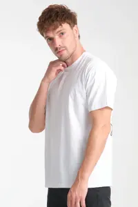MAN White Oversized/Wide Cut Back Printed 100% Cotton T-Shirt - Image 2