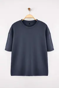 MAN Indigo Oversized/Wide Cut Soft textured Basic T-Shirt