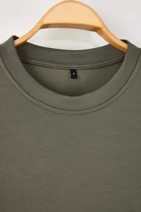 MAN Khaki Oversized/Wide Cut Soft textured Basic T-Shirt - Image 2