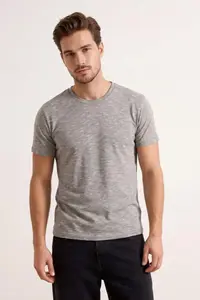 MAN Khaki Regular/Normal Fit Flared single jersey T-Shirt