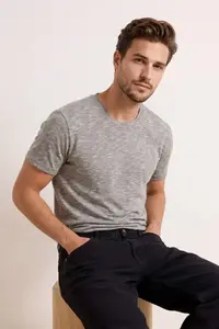 MAN Khaki Regular/Normal Fit Flared single jersey T-Shirt - Image 2