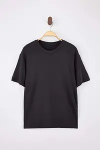 MAN Smoke Gray Wardrobe Essentials Low Shoulder Regular Fit Soft Touch Modal T-Shirt