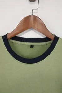 MAN Green Regular/Normal Cut Contrast Collar and Sleeve Detailed Pique textured T-Shirt - Image 5