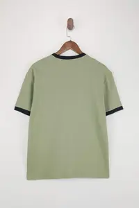MAN Green Regular/Normal Cut Contrast Collar and Sleeve Detailed Pique textured T-Shirt - Image 6