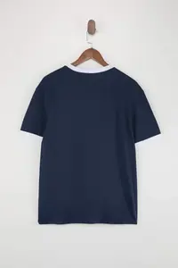 MAN Navy Blue Regular Cut Contrast Collar and Sleeve Detailed Pique textured T-Shirt - Image 6