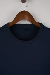 MAN Navy Blue Wardrobe Essentials Low Shoulder Regular Fit Basic T-Shirt - Image 4