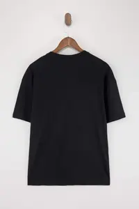 MAN Black Oversized/Wide 100% Cotton Crew Neck with pocket T-Shirt - Image 3