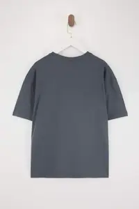 MAN Anthracite Oversized/Wide 100% Cotton Crew Neck with pocket T-Shirt - Image 3