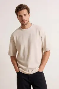 MAN Stone Oversized/Wide Cut textured T-Shirt