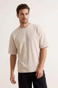 MAN Stone Oversized/Wide Cut textured T-Shirt - Image 3