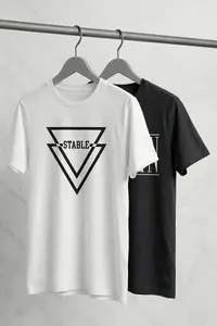 MAN Black-White 2 Sets Paket Regular/Normal Pattern Printed 100% Cotton T-Shirt - Image 4