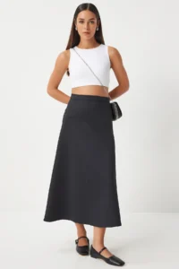 Happiness İstanbul Women Black A Cut Bol Skirt - Image 2