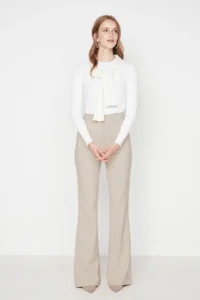 TRENDYOLMİLLA Mink Flare flared leg Bootcut Weaving Pants - Image 2