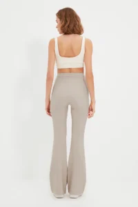 TRENDYOLMİLLA Mink Flare flared leg Bootcut Weaving Pants - Image 4