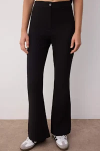 TRENDYOLMİLLA Black Flare flared leg Bootcut Weaving Pants - Image 3