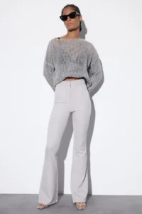 TRENDYOLMİLLA Gray flared leg Flare Bootcut Weaving Dress Pants