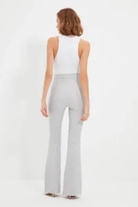 TRENDYOLMİLLA Gray flared leg Flare Bootcut Weaving Dress Pants - Image 6