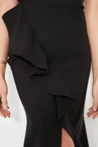 TRENDYOLMİLLA Black with flywheel Weaving Chic Evening Gown Gece Graduation Dress - Image 10
