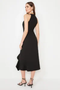 TRENDYOLMİLLA Black with flywheel Weaving Chic Evening Gown Gece Graduation Dress - Image 11