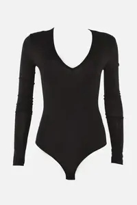 TRENDYOLMİLLA Black Deep V-Neck snaps Knitting Bodysuit .D.0084 - Image 6