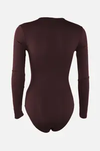TRENDYOLMİLLA Brown Deep V-Neck snaps Knitting Bodysuit .D.0084 - Image 7