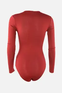 TRENDYOLMİLLA Burgundy Deep V-Neck snaps Knitting Bodysuit .D.0084 - Image 7