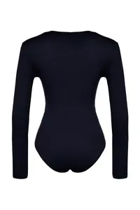 TRENDYOLMİLLA Navy Blue Deep V-Neck snaps Knitting Bodysuit .D.0084 - Image 8