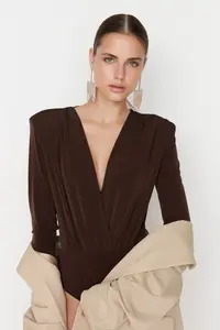 TRENDYOLMİLLA Mink Double breasted Yaka Knitting Bodysuit .D.0161 - Image 2