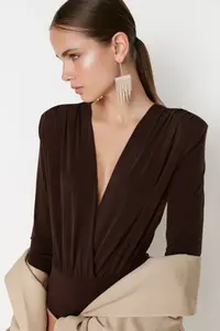 TRENDYOLMİLLA Mink Double breasted Yaka Knitting Bodysuit .D.0161 - Image 3