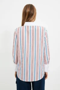 TRENDYOLMİLLA X Sagaza Studio Multicolored Striped Embroidered Shirt - Image 6