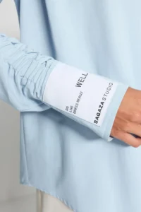 TRENDYOLMİLLA X Sagaza Studio Light Blue Ruffle Detailed Weaving Poplin Shirt - Image 4