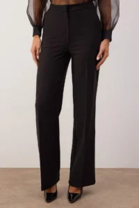 TRENDYOLMİLLA Black Wide Leg Weaving Pants - Image 3