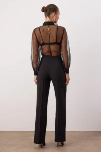TRENDYOLMİLLA Black Wide Leg Weaving Pants - Image 4