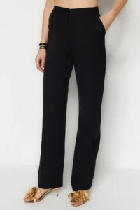 TRENDYOLMİLLA Black Wide Leg Weaving Pants - Image 7