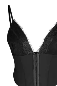 TRENDYOLMİLLA Black Crop Lined Agrafli Weaving Lace Bustier - Image 7