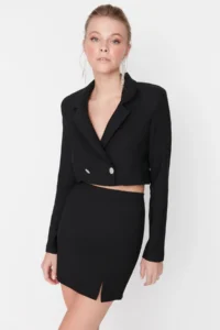 TRENDYOLMiLLA Black Slit Detailed Weaving Skirt - Image 6