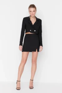 TRENDYOLMiLLA Black Slit Detailed Weaving Skirt - Image 7