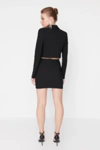 TRENDYOLMiLLA Black Slit Detailed Weaving Skirt - Image 9