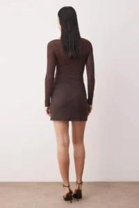 TRENDYOLMiLLA Brown Plain Short / Mini Weaving Finike Elegant/Evening Skirt - Image 4