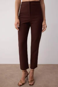 TRENDYOLMİLLA Brown  Weaving skinny Leg Elegant/Evening Pants - Image 3