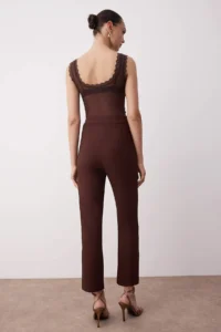 TRENDYOLMİLLA Brown  Weaving skinny Leg Elegant/Evening Pants - Image 4