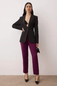 TRENDYOLMİLLA Plum Weaving skinny Leg Elegant/Evening Pants