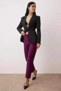 TRENDYOLMİLLA Plum Weaving skinny Leg Elegant/Evening Pants - Image 2