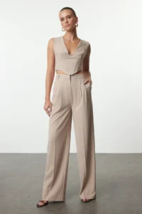 TRENDYOLMİLLA Stone Plenty of Hem Weaving Pants
