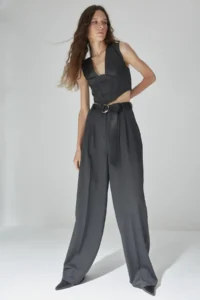TRENDYOLMİLLA Anthracite Plenty of Hem Weaving Pants - Image 3